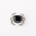Silberner Metall Krabben Ornament mit schwarzem Stein für Heimdekoration Schreibtisch. - Krabbe - Obsidian