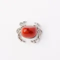 Silbernes Metall und roter Stein Krabbe Figur Kristall Tier Ornament fur Heimdeko - Krabbe - Roter Jaspis