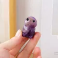 Natürlicher Amethyst Kristall niedlich Pilz Elfe Figur Frosch Statue für Mikro Landschaft - Amethyst Pilz Elf