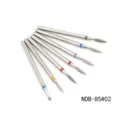 Detailed shot of 7pcs diamond nail drill bits set with colorful rings for electric manicure file. - NDB-85-02#