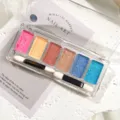 Paleta de polvo aurora para uñas sólida de 6 colores con aplicador para manicura brillante. - 02