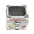 Nail drill bit storage box detail view with clear top cover and metal corner protectors. - Aurora Color