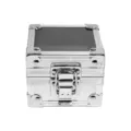 Compact aluminum storage box for nail drill bits and small tools with secure lock and metal corners. - Silver