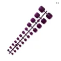 24 Stuks Donkerpaarse Nep Teennagels Glanzend Effen Kleur Acryl Plakken Pedicure DIY - Donkerpaars