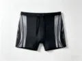 Men's professional quick-dry swim trunks with stylish side stripes and adjustable drawstring. - S / Gray