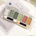 Paleta de polvo espejo para uñas sólido de 6 colores con pincel esponja para manicura brillante. - 04