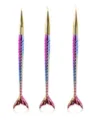 3 Stk. Farbverlauf Meerjungfrau Schwanz Nail Art Liner Pinsel Set, feine Detailmalerei. - Verlauf Fischschwanz-Stil