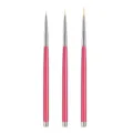 3 Stk. feine Nagelkunst Liner Pinsel Set, professionelle Detail Malerei Stifte für Manikuere. - Rosa Metall Stil
