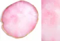 Pink resin nail art palette with gold edge, cherry red color variant for professional use. - Round / Hot Pink