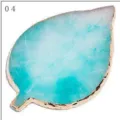 Leaf shaped resin nail art mixing palette with gold edge for beauty salon and display. - Blue