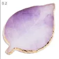 Resin Agate Nail Art Palette Gold Edge Leaf Shape Color Mixing Display Board SKU02 - Purple