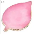 Pink leaf resin nail art palette in pink with gold edge, variant 03 display plate. - Pink
