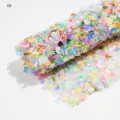 Colorful sequin nail mat roll with sparkling polymer clay slices and pearls, variant 08 style. - POT-99-08
