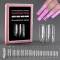 Clear French nail dual forms 140pcs box set scale extension fake nails for manicure - DF-16 (Medium Square)