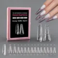 Clear French Dual Forms Nail Extension Kit, 140pcs Coffin Shape Fake Nails with Sizes - DF-17 (Coffin)