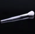 Pinceau maquillage avec manche en strass cristal et brosse de nettoyage pour ongles. - Blanc