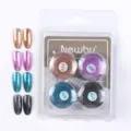 Set de polvo de espejo mágico sólido para uñas con pigmentos cromados y puntas. - Juego de 4 colores (n.º 3)