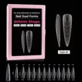 Formas duales de uñas stiletto transparentes 120pcs con tabla de tallas detallada. - DF-5