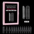 Moldes dobles de unas cuadrados estrechos transparentes 120pcs 12 tamanos set de manicura - DF-6