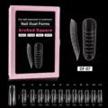 Formas de uñas transparentes cuadradas 120pcs molde de extensión tabla de tallas - DF-7