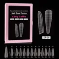 Formas de uñas transparentes long coffin tips de extensión 120pcs 12 tallas con caja. - DF-9