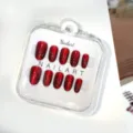 Set apo pseftika nychia se kokkino xroma me mati gatas se diafani koutio gia parallagi - Μοβ Κέντημα (05)