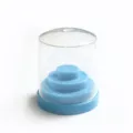 Clear plastic nail drill bit storage box with blue tiered multi-hole base organizer. - 48 Tips