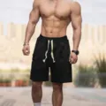 Men's summer distressed casual shorts streetwear loose athletic basketball shorts - S / Black