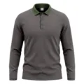 Vista detallada de polo de manga larga para hombre, con cuello acanalado y botones. - S / Tops / Gris