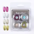 Fester magischer Spiegel Nagelpulver Set mit 4 metallischen Farben und passenden Nagelspitzen. - 4-Farben-Set (Nr. 5)