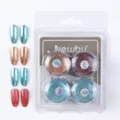 Fester magischer Spiegel Nagelpulver Set mit 4 Farbdosen und Display-Tipps für Nagelkunst. - 4-Farben-Set (Nr. 6)