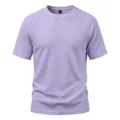 Men's casual waffle short sleeve t-shirt, loose fit breathable solid color crewneck top. - S / Tops / Light Purple