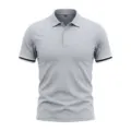 Men short sleeve polo shirt casual grey summer top with contrast color cuffs and buttons. - S / Light Gray