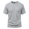 Grey waffle knit short sleeve t-shirt detail, breathable fabric, casual crewneck top. - Light Gray
