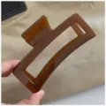 Μεγάλη τετραγωνίδα κλιπ μαλλιών καφέ jelly καρχαρίας κομψό μινιμαλιστικό καθημερινό στυλ - 13cm / Καραμέλα