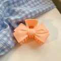 Peach matte bow hair claw clip, elegant hairstyle styling accessory, sweet daily wear design - 10cm / Orange