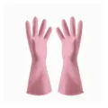 Pink rubber cleaning gloves with non-slip texture and M size mark for household housework chores. - M / Morandi Pink