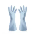 Durable light blue household cleaning gloves with long cuff waterproof non-slip design. - M / Morandi Blue