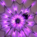 Guirnalda de luces LED telaraña Halloween decorativa morada para fiesta en pared - 70 LED Caja de Pilas Impermeable / Púrpura