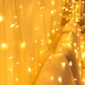 LED curtain string lights warm white fairy lights for bedroom bedroom party holiday decor - 4x0.6m 96 LEDs Plug-in / Warm White
