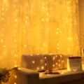 Warm LED curtain fairy lights for bedroom room holiday decor USB copper wire string lights. - 4x0.6m 96 LEDs Connectable / Warm White