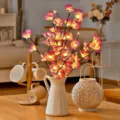 Lámpara LED de rama de orquídea artificial, luz nocturna floral de brillo cálido para decoración. - Rama marrón individual, luz blanca / Orquídea Púrpura