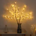 LED artificial flor rama luz romántica decoración habitación creativa luz nocturna ambiente cálido - Rama marrón individual, luz blanca / Orquídea Mariposa Blanca