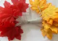 LED maple leaf string lights with battery box, ideal for autumn holiday indoor room decor. - 6m 40 LEDs (3AA) Battery Operated / Red & Yellow Maple Leaves