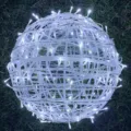 Outdoor waterproof LED rattan ball light string for Christmas tree holiday garden decor. - Cool White