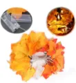 LED maple leaf string lights battery operated autumn decor for indoor and outdoor party - 6m 40 LEDs (3AA) Battery Operated / Double Leaf Fork B