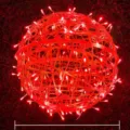 Red LED Rattan Ball Light Waterproof Sphere String Light Outdoor Holiday Hanging Decor - Red