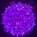 LED rattan ball light outdoor waterproof string lights festival hanging decor purple sphere - Purple