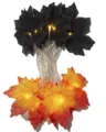 LED Maple Leaf String Lights Battery Powered Autumn Thanksgiving Holiday Party Decoration Lights - Orange-Red & Black Maple Leaves