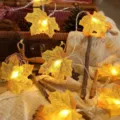 LED maple leaf string light variant, warm autumn decor, battery operated decorative fairy lights. - Yellow Maple Leaf